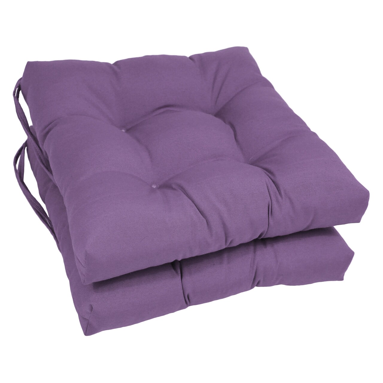 16-inch Solid Twill Square Tufted Chair Cushions (Set of 2) - Grape